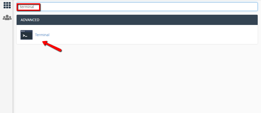 Find the Terminal in cPanel
