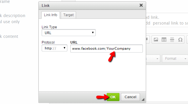 configuring the facebook link