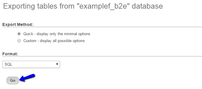 Quick export option for your b2evolution database
