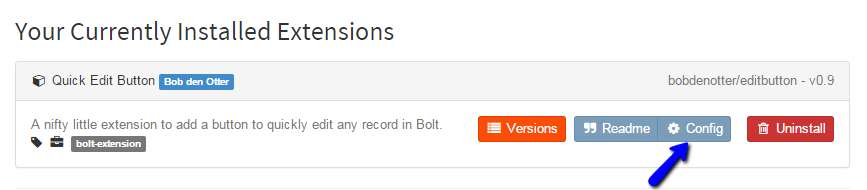 Review Bolt Extension Configuration Options