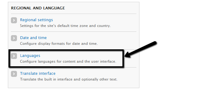 Access languages feature in Drupal
