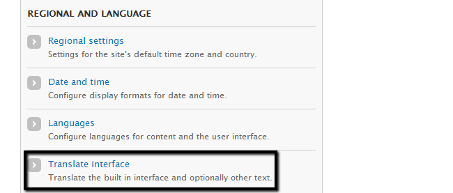 Access translation interface in Drupal