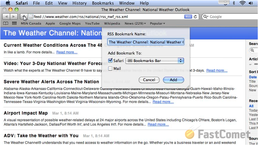 can i add an rss feed to outlook for mac