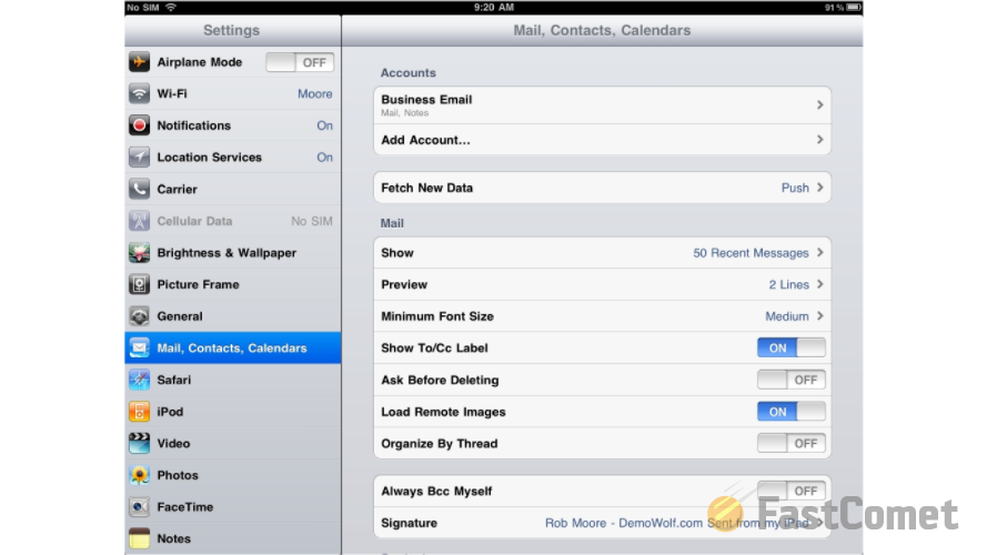 How To Configure Pop3 Account Ipad Tutorial Fastcomet