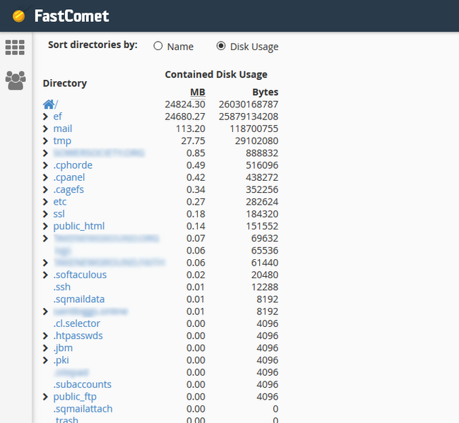 cpanel disk usage high but not downloading