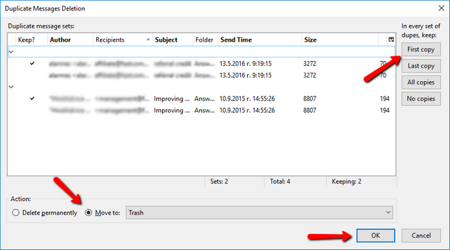 remove duplicate messages thunderbird