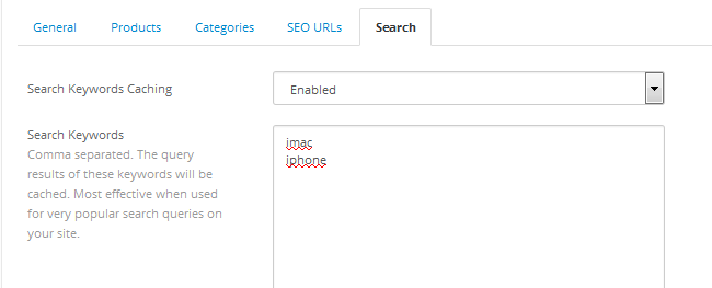 Enabling and adding search queries into the Cache