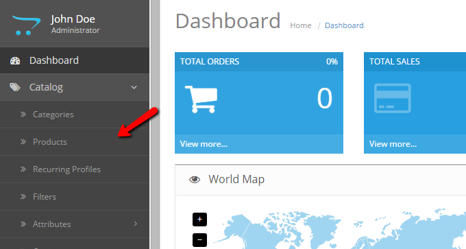 Manage products in OpenCart 2