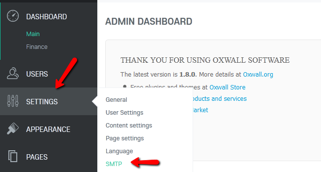 oxwall settings