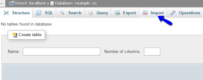 Use import feature in phpMyAdmin