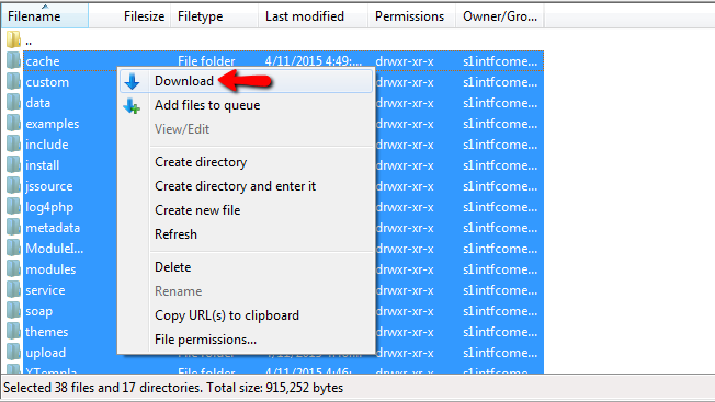 downloading the files of your website