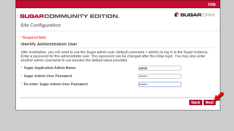 configuring the admin login information