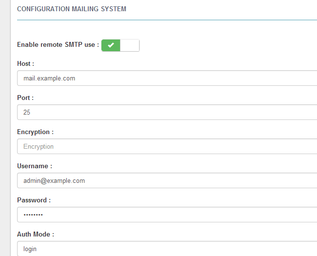 Enable and configure SMTP in Thelia