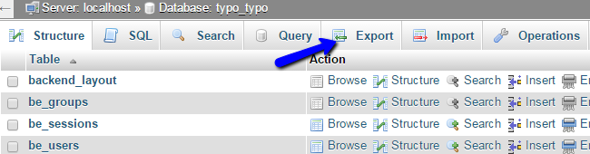 Export feature in phpMyAdmin