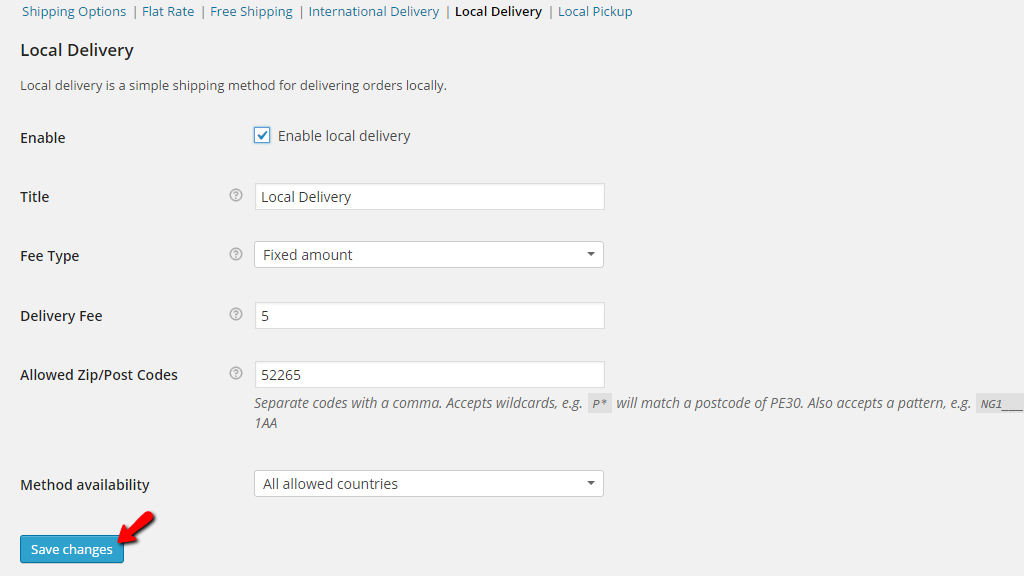 configuring the local delivery