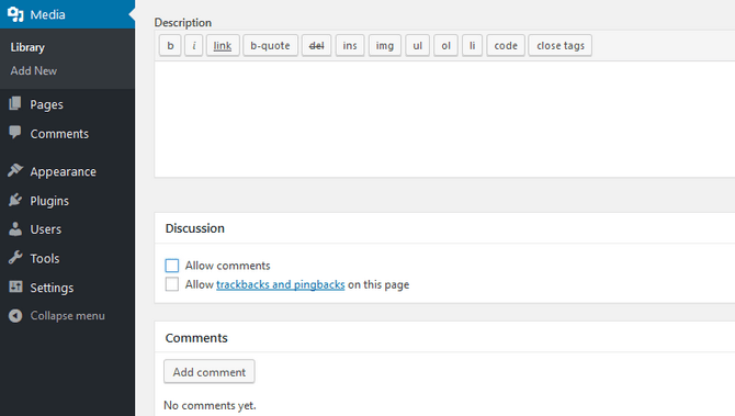 Disable Comments in Media Files