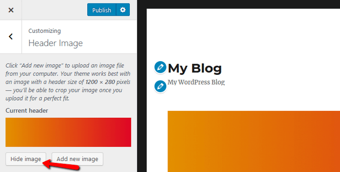 Hide WordPress header image