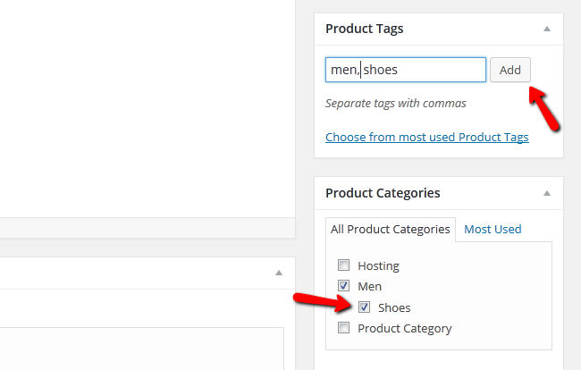 Adding Tags and a Category for the Product in WP eCommerce